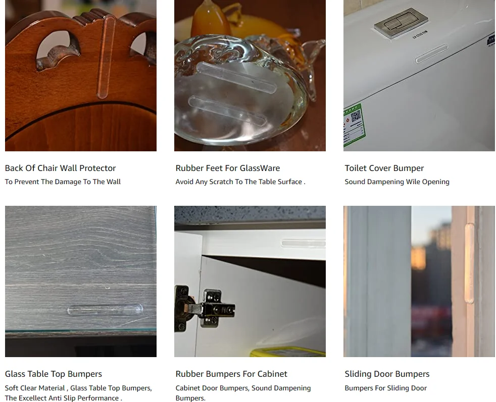 10PCS Wall Protecting Door Cabinet Stopper Self Adhesive Rubber Bumper Strip for Furniture 63*10*2.5MM