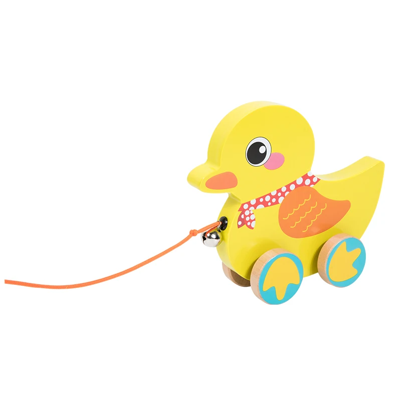 Montessori Wooden Cartoon Animal Trailer Children Early Education Hand Pull Rope Push Walker Drag Car Toy For Baby Gift