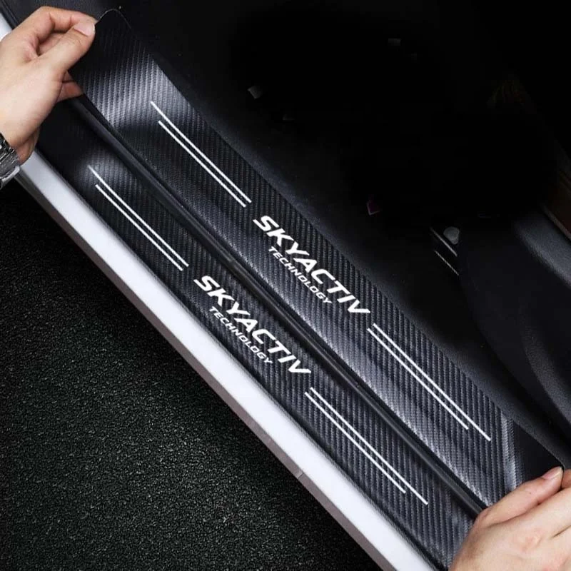 Carbon Fiber 2 in 1 /4 in 1/5 in 1 Luminous Car Door Sill Strip Threshold Strip Waterproof Protect Film For Honda Toyota