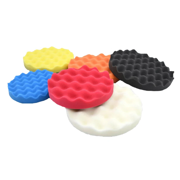 Waffle Foam Buffing Pad Black Sponge Wheel Hook & Loop Foam Pad fits 8' Backing Plate for Auto Detailing Waxing
