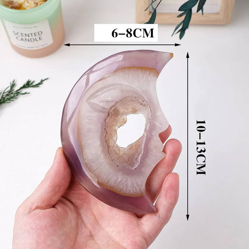 Wholesale gemstone crafts natural druzy agate geode moon face carving for home decoration