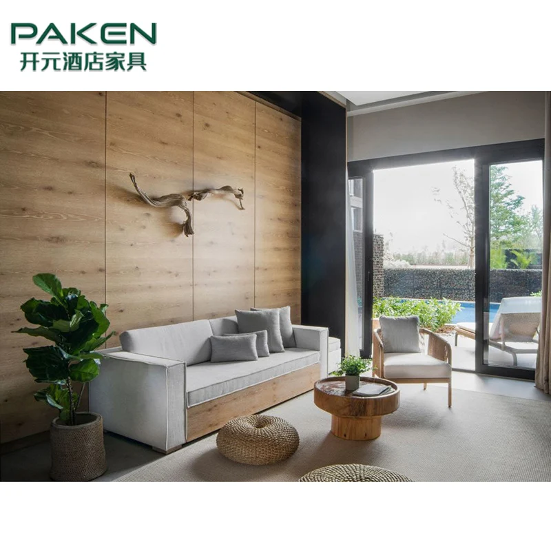 Modern Beach House Living Room Sofa And Couch Resort Villa Wooden Sofa Set Bed For Sale