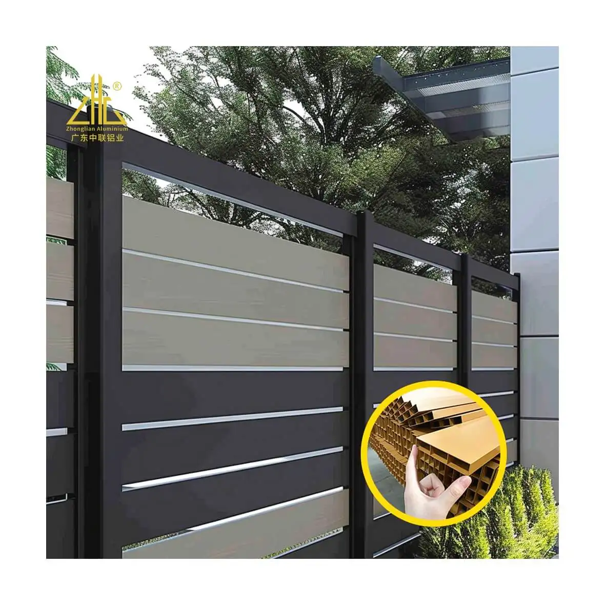 Best-Selling Wood Grain 60616063 Aluminum Fencing Options for Attractive Garden Landscapes, Perfectly Blending Aesthetics