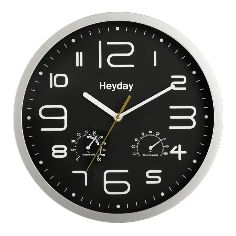 12 inch home decoration with temperature humidity wall clock thermometer hygrometer
