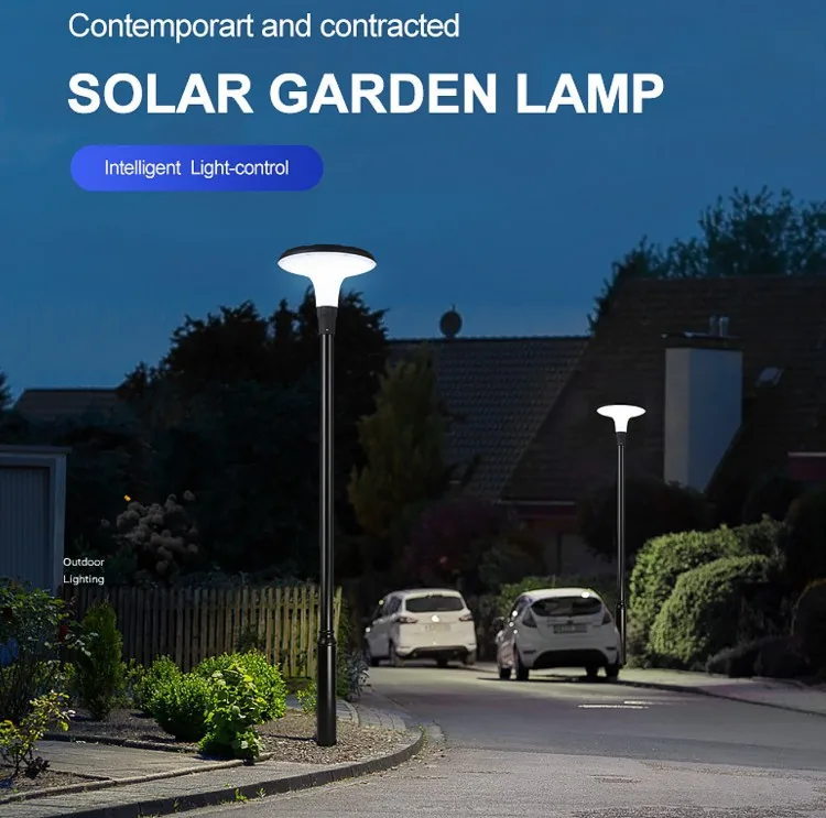 IP65 ufo solar power garden street light lamp with pole 20w 30w ufo solar street light garden