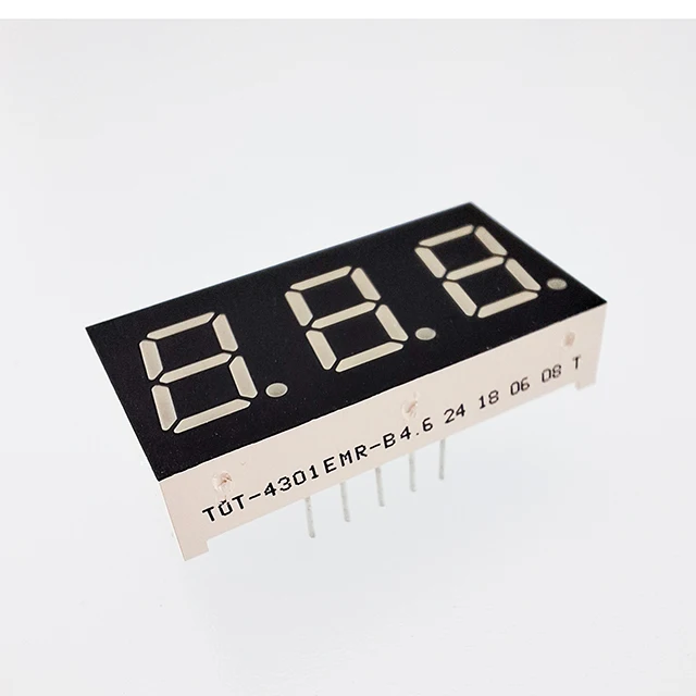Factory Direct Supply 3 Digit 7 Segment LED Display 0.4 Inch 3 Digit LED Display 16(L)*30.1(W)*7(H)Mm LED Screen Digital Display