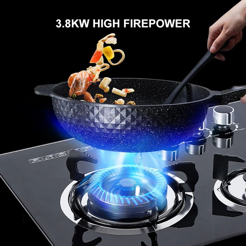 Professional Quality Custom Kitchen Built-in Glass Gas Stove Three Burner Cooktop Stove