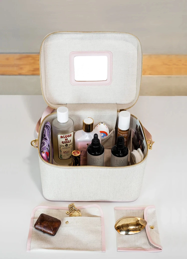 Custom makeup cosmetics bags hard cases zipper makeup organizer beauty portable canvas large travel cosmetic case with mirror