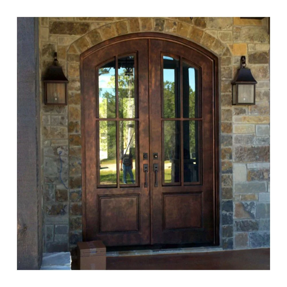 Puertas De Exterior High Quality Front Entry Doors Pivot Modern Fancy Security Door Wrought Iron French Doors