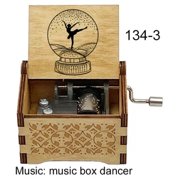 Custom Hand Crank Classic Music Box Dancer Song Music Box, Wholesale Wooden Cute Musical Birthday Gifts