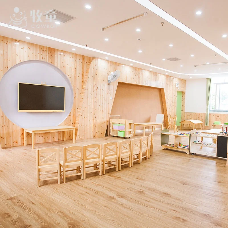 Guangzhou Supplier Solid Rubber Wood Children Preschool Daycare Furniture Preschool Tables and Toys Cubbies