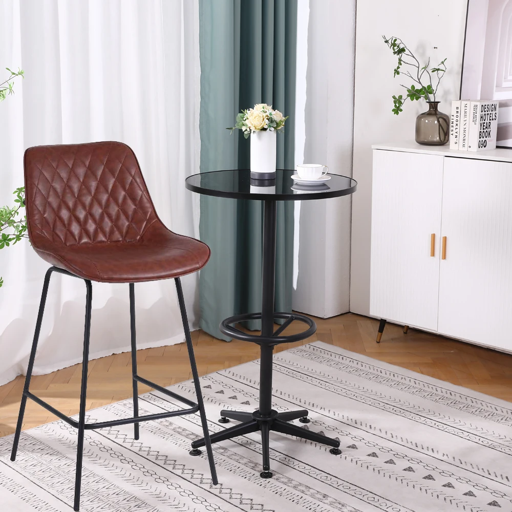 Nordic coffee luxury minimalist pu leather metal bar chair counter high chair for bar table
