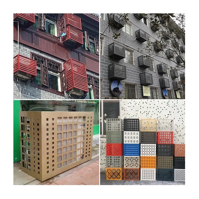 Customized Decorative  Pattern Laser Cut Metal Air Conditioner Cover Outdoor Air Conditioner Cover