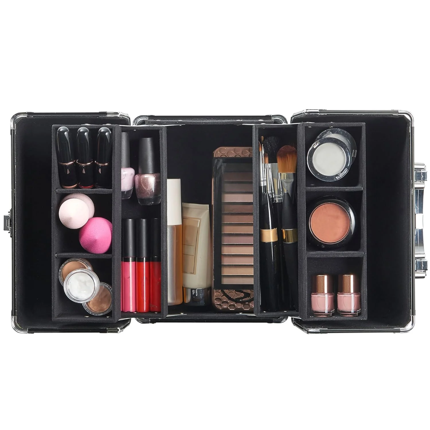 Professional Rose Gold Acrylic Makeup Artist Travel Train Case Open Closure Cosmetic Storage Organizer Printed Candy Flower