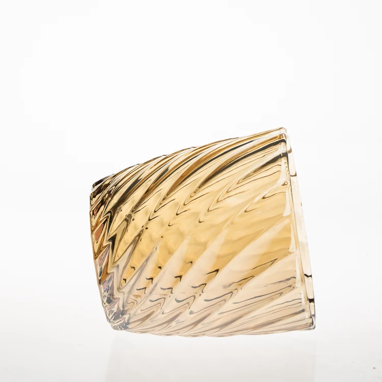 Glass Cup Shaped Clear Orange Coloured Round 320ml Candle Jar 11oz Glass Candle Holder