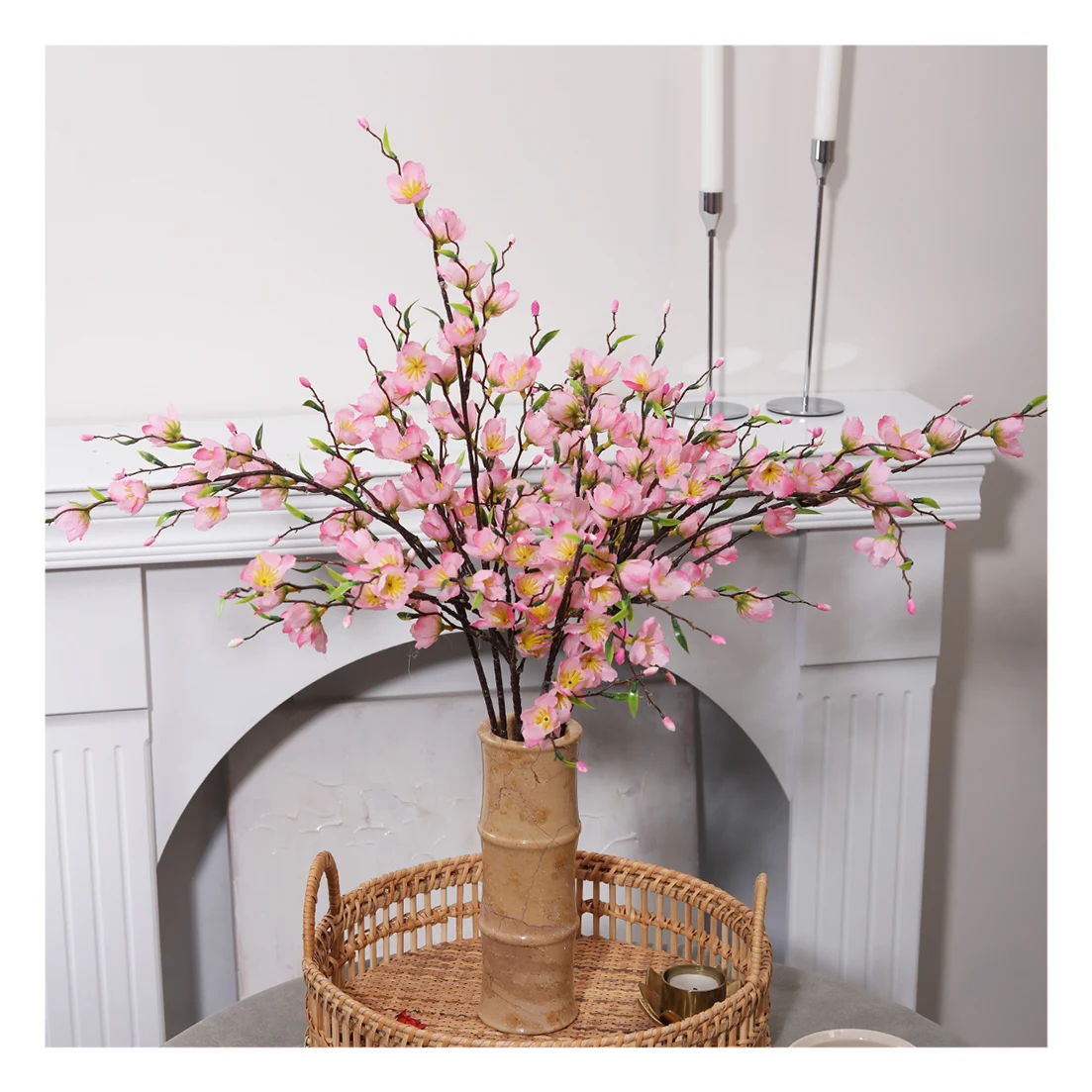 LY-010696 Wedding Table Centerpieces Small Branch Artificial Peach Cherry Blossom Flower For Indoor Decoration