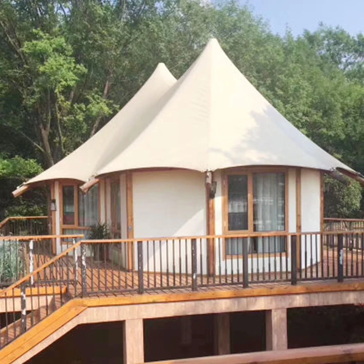 Открытый курортный Кемпинг отель палатка сильная деревянная структура водонепроницаемый глэмпинг отель сафари палатка