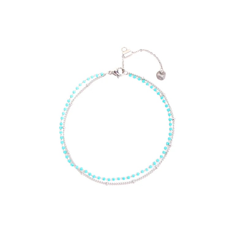 
Wholesale Jewelry Gold Plated Stainless Steel Customize Adjustable Minimalism French Style Glass Beads Bracelet 