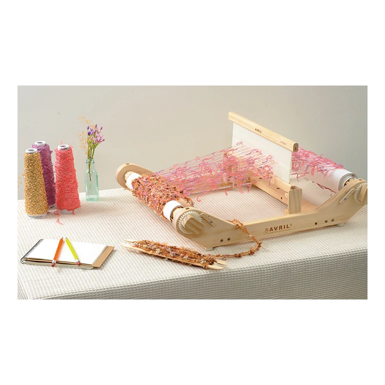 Small and light natural wooden rigid heddle weaving shuttle loom