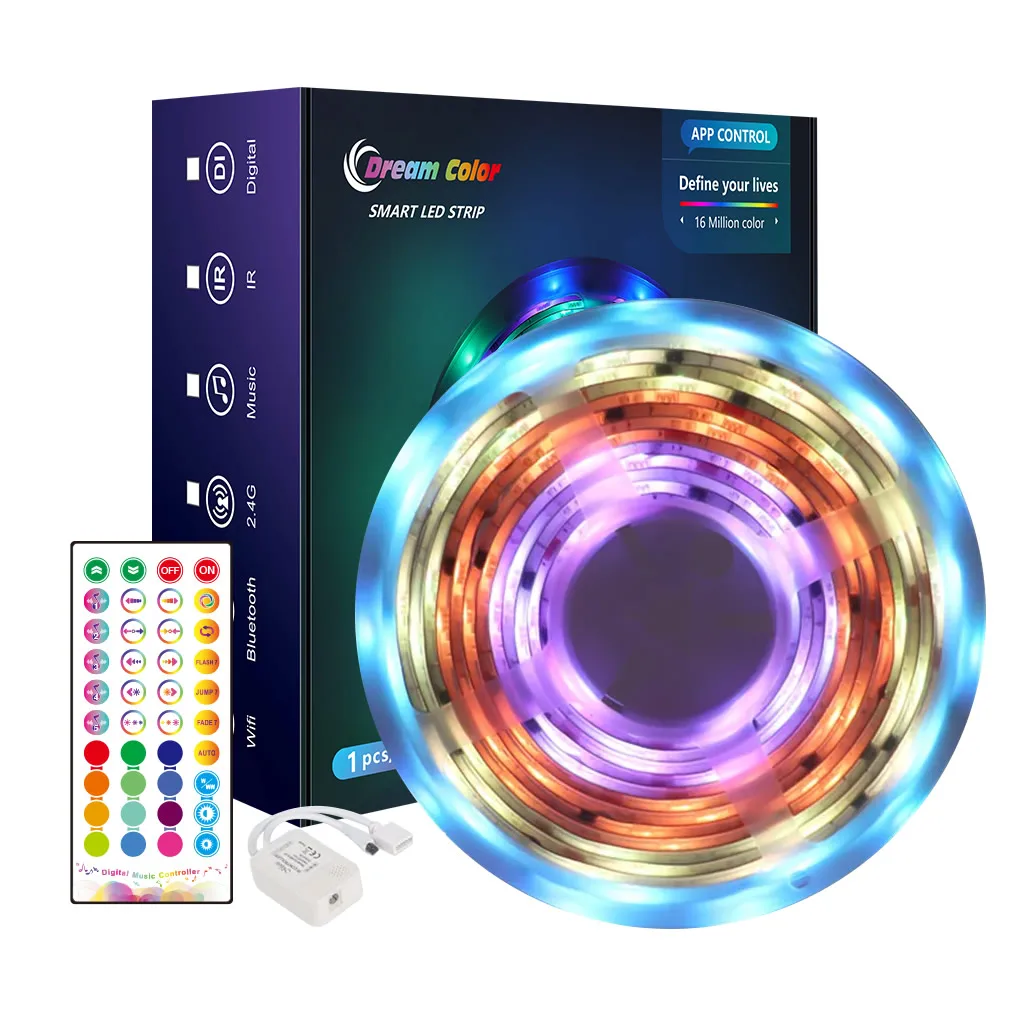 CL Lighting Brand Custom IR Sync Music Smart Control 12V 5M Rgb Magic Color Led Strips Lights