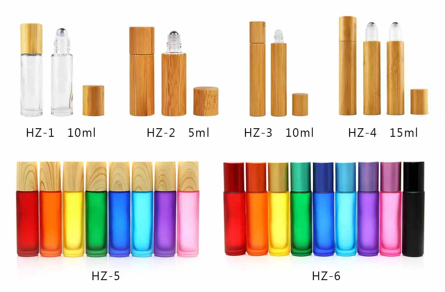 Экологичная деревянная бамбуковая бутылка-ролик с эфирным маслом и металлическим шариком с гравировкой, 5 мл, 10 мл, 15 мл