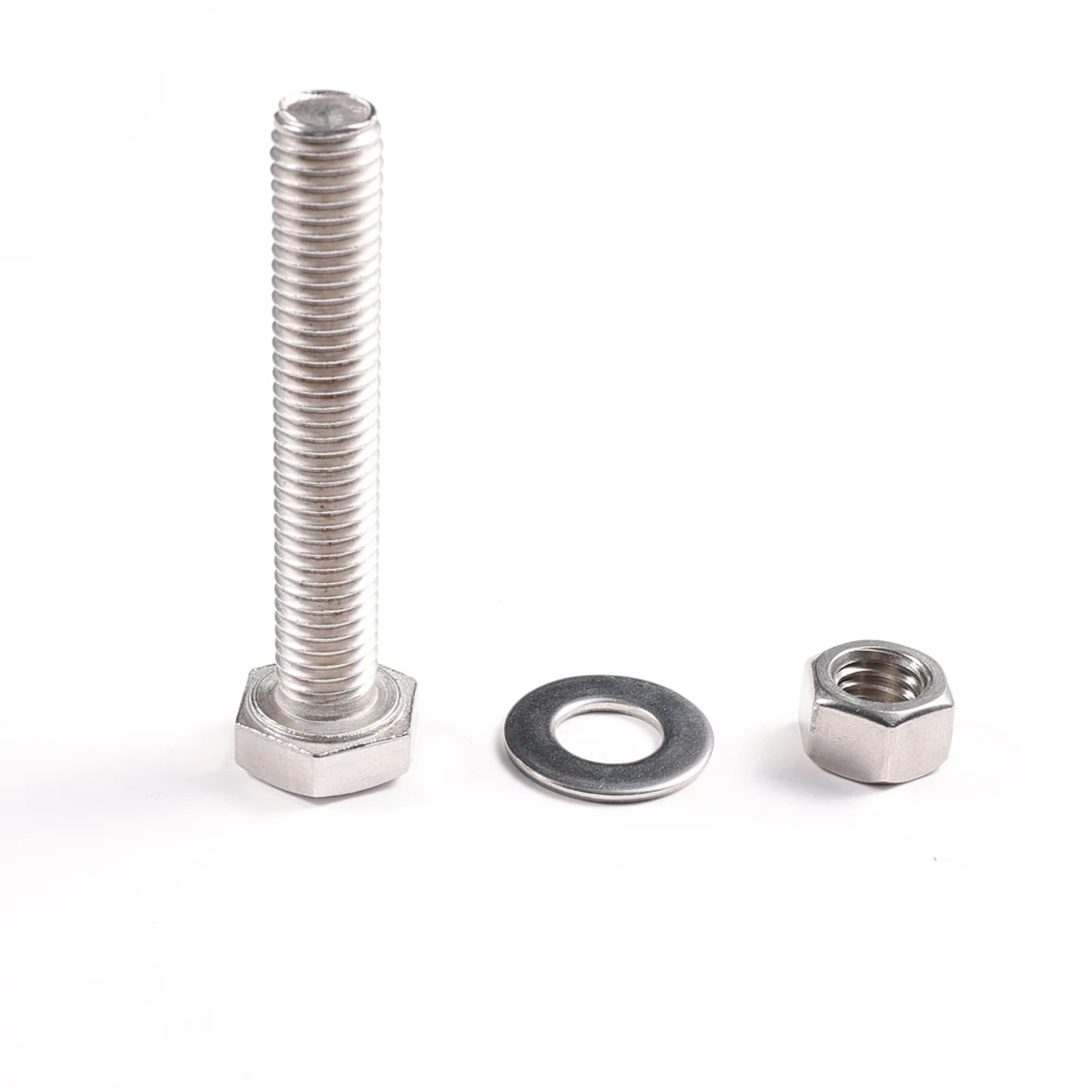 China DIN933 M10 M12 M16 M24 Hex Head Bolt Kits Full Thread Hexagonal Stainless Steel Nut And Bolt