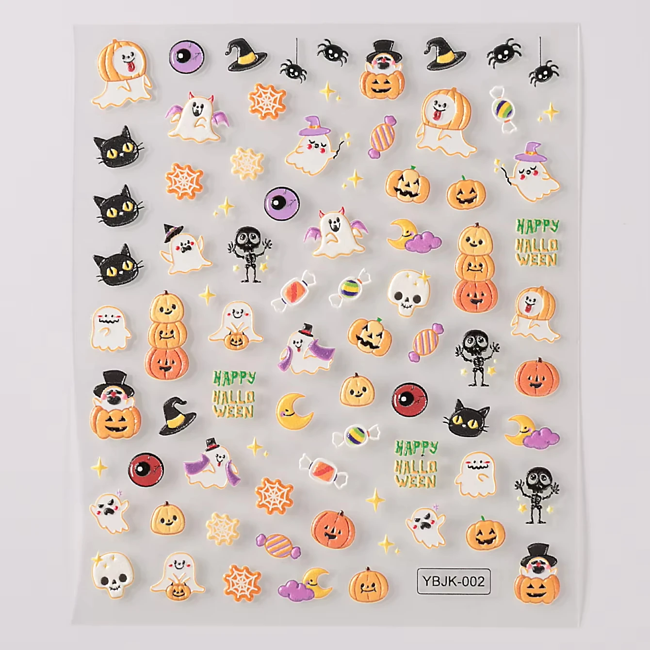 Halloween Nail Sticker Demon Pumpkin Ghost False Nail Halloween Wear Nail Art Stickers Funny Skull Wholesale