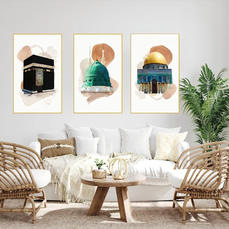 Tailai  Gold White Marble IslamicGold framed canvas prints islamic calligraphy paintings islamic art Decorative paintings