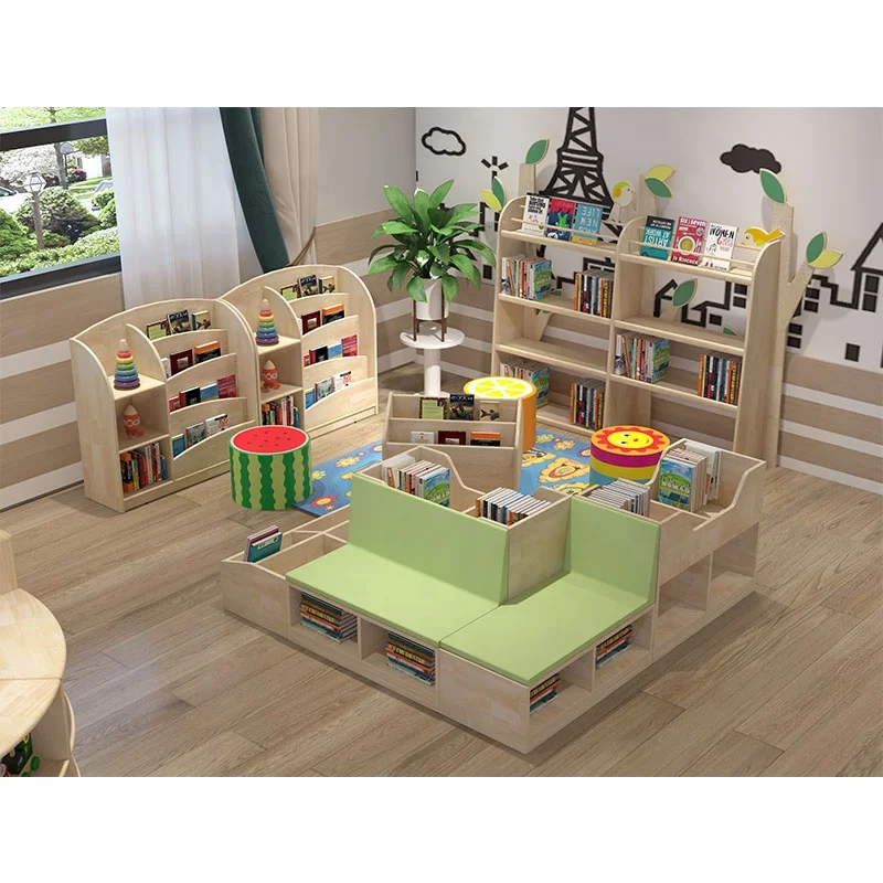 Moetry Awesome Reading Bench with Storage Kids Library Furniture for Preschool Reading Nook