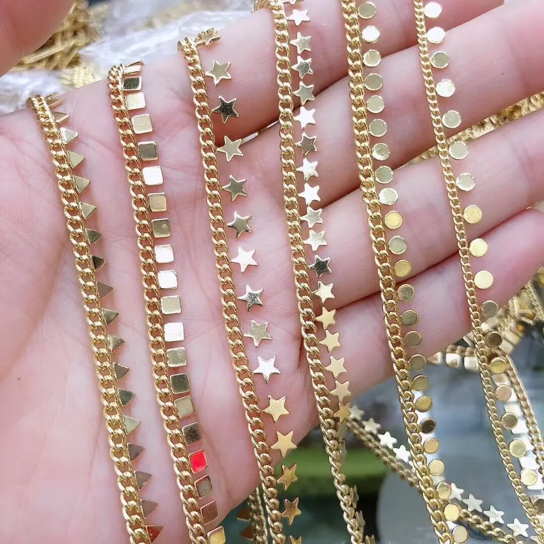 LS-A2711 AMAZING! beautiful high quality gold plating chain jewelry,star/heart/cross drop rosary chain jewelry accessory
