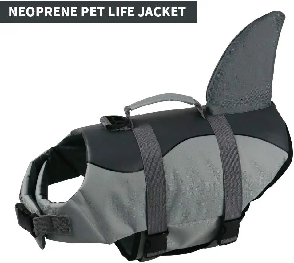 Ripstop Dog Life Jackets Adjustable Pet Swimsuit Shark Fin or Mermaid Tail Design with Lift Handle for Dogs During Boating