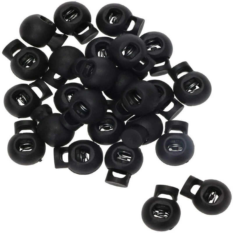  120PCS Black Professional DIY Plastic Spring Fastener Cord Lock Toggle Stopper Buttons Slider IN