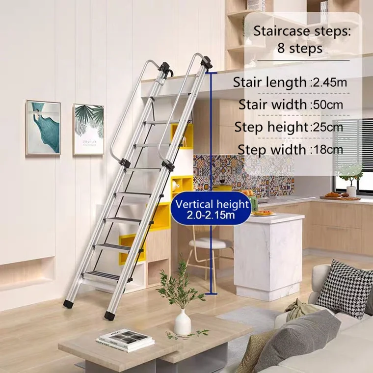 High quality wall mounted ladder ceiling aluminum folding ladder/folding attic stairs with handrail