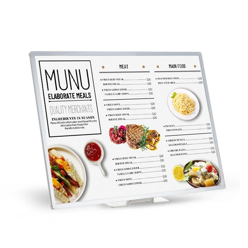 Hot Selling LED Light Box Restaurant Menu Display Table Led Menu Light Box with A3 A4 Horizontal Vertical Desktop Menu Light Box