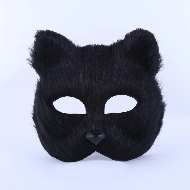 2024 Halloween Fox Shape Half Face Eye Mask Sexy Imitation Cat Hair Animal Mask Christmas Carnival Party Cosplay Costume Props