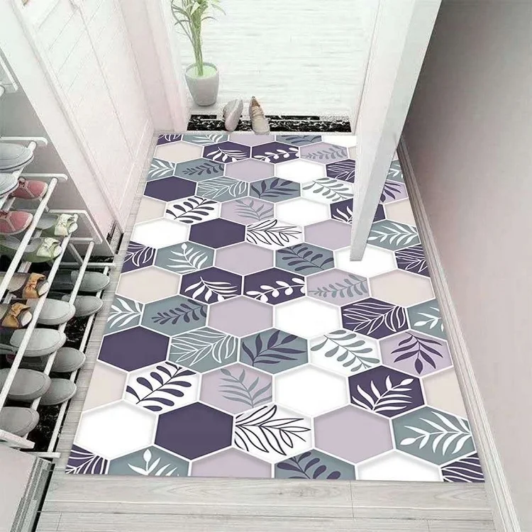 custom design indoor/outdoor waterproof plastic pvc printed hook entry carpet hallway kitchen bathroom home mat