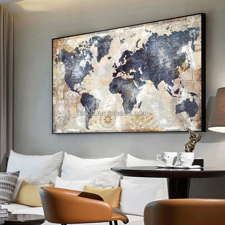 HD Nordic World Map Canvas Abstract Picture Poster Nordic Canvas Print Painting Living Room Decoration Wall Paintings