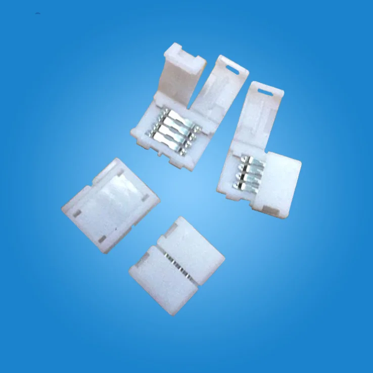 Solderless Adapter 4Pin Conductor Strip Connector for 10mm Wide 5050 RGB LED Strip Light