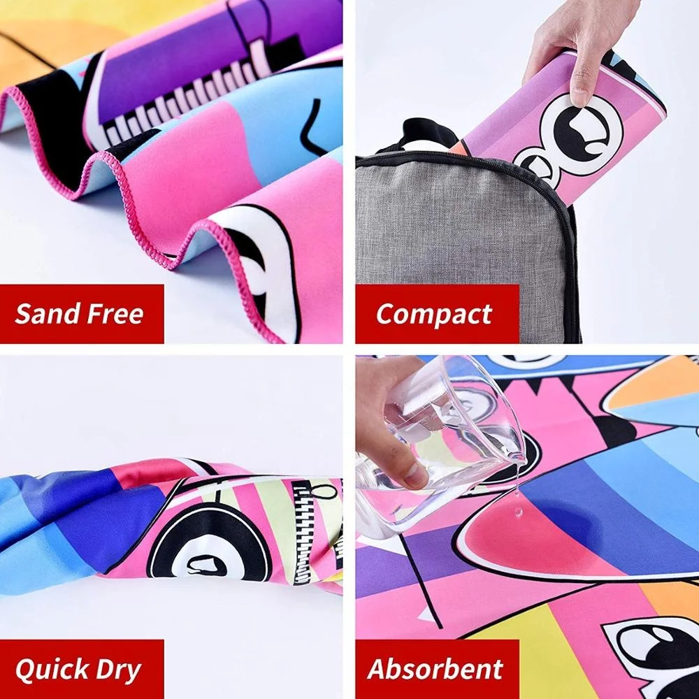 China supplier custom double side printed microfiber beach towel