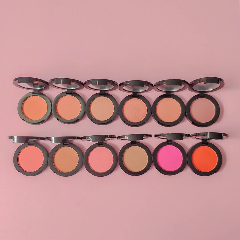 Wholesale Private Label Blush 12 Colors Vegan Makeup Shimmer Face Blush Powder No Logo