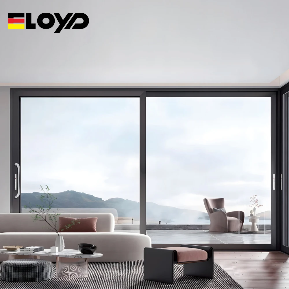 Eloyd Florida Miami-Dade Approved Hurricane Impact Thermal Break Double Large Glass Aluminum Sliding Doors