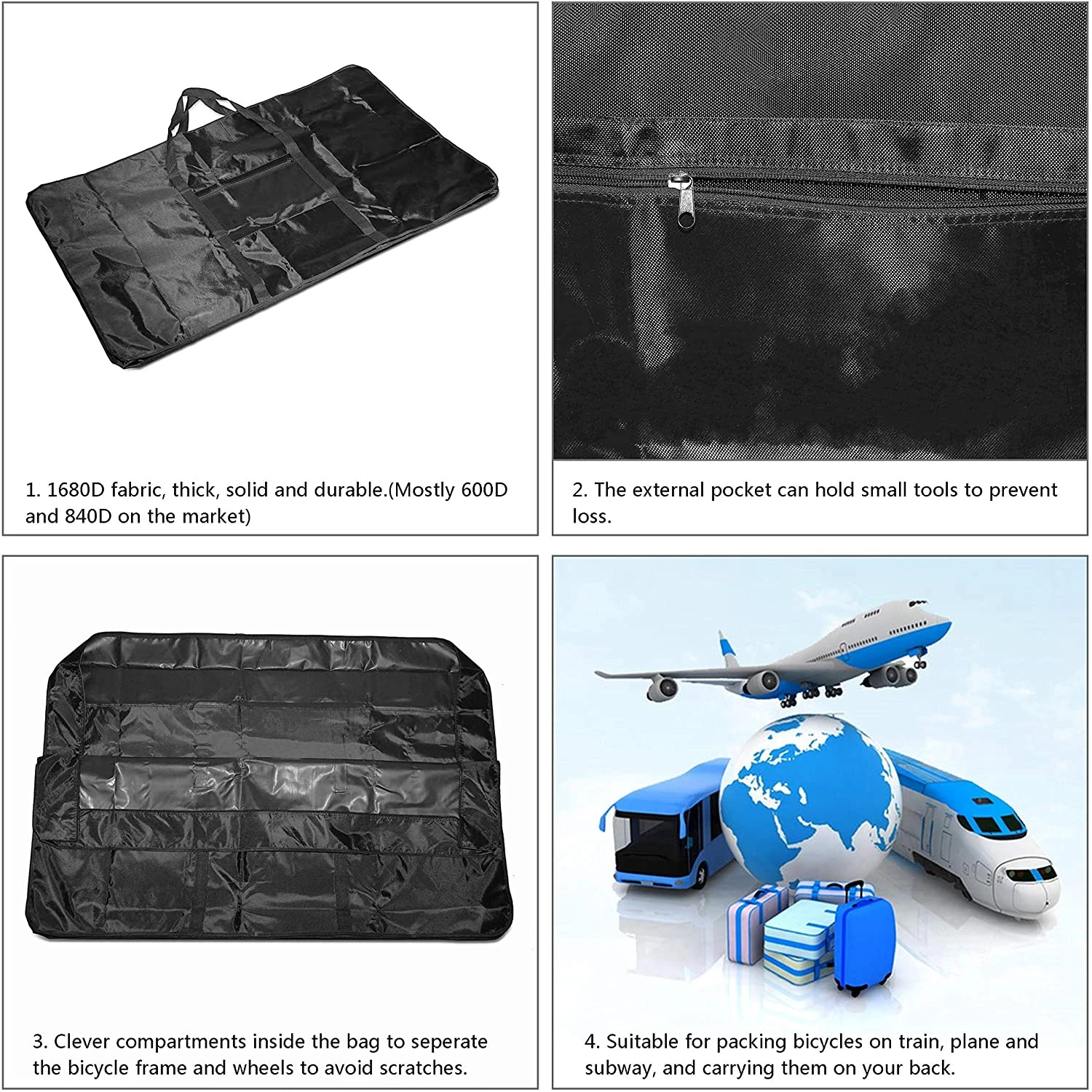 26-Inch Folding Bike Transport Bag Customizable Waterproof Bicycle Case for Train Air Travel & Cycling Use