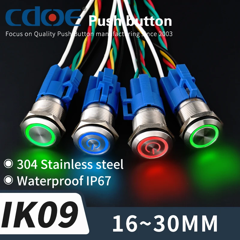 Chinese manufacturers nickel plated brass momentary metal pushbutton 19mm high head power symbol switch