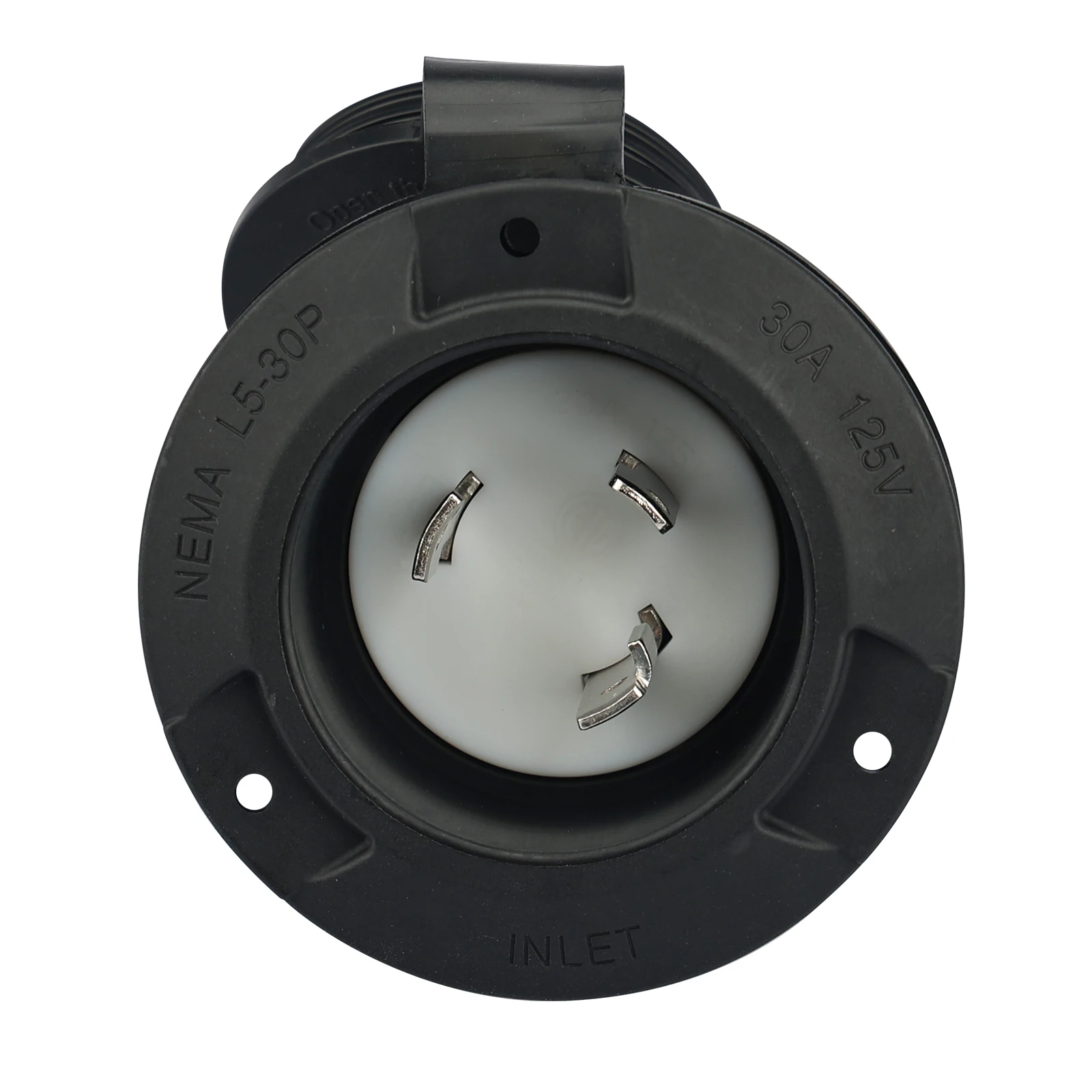 NEMA L5-30P Flanged Inlet Generator Plug, 30 Amp, 125 Volt, Locking Receptacle Socket with Waterproof Cover