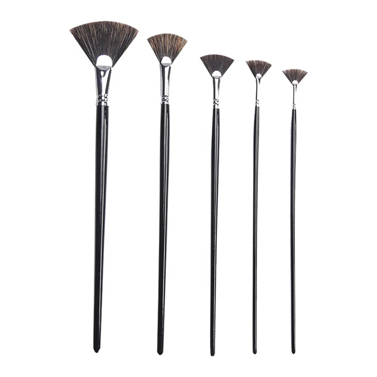 Custom Logo Acrylic Brush Set Long Wood Handle Bristle Hair Artist Oil Paint Brushes