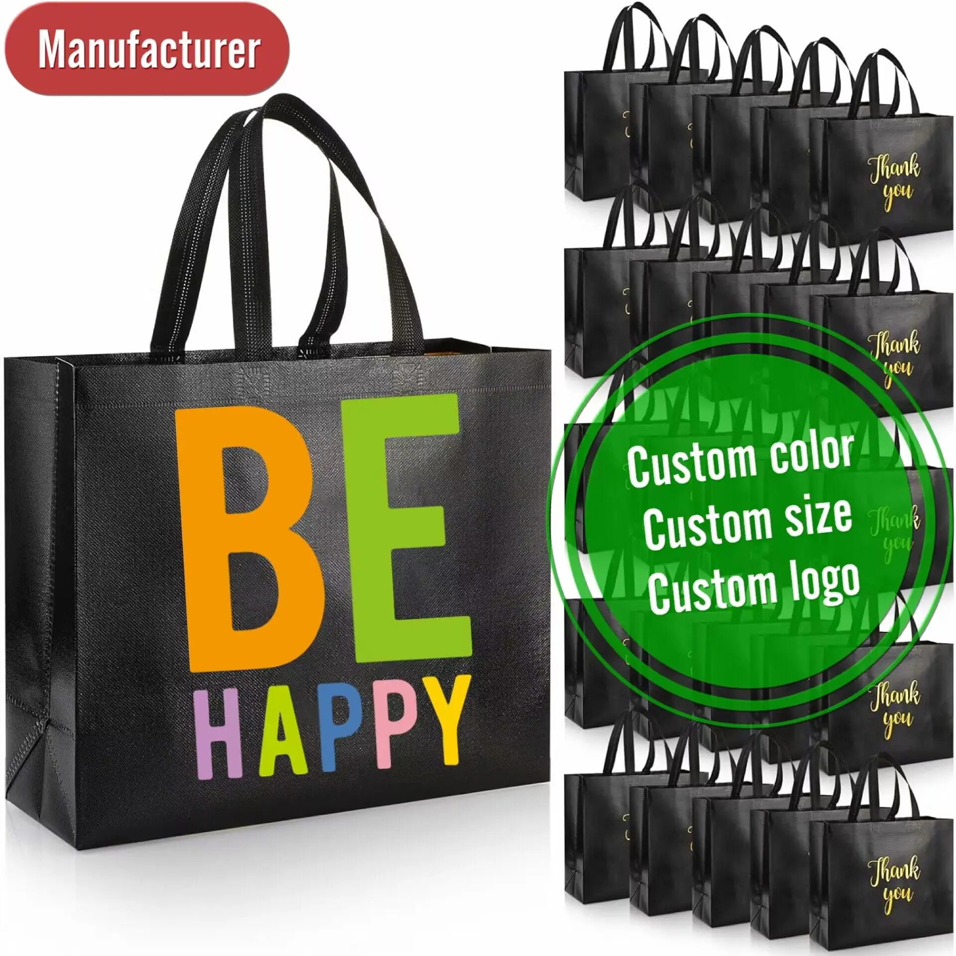 Reusable Eco Non-woven pp Nonwoven Fabric Shopping Tote Bags Custom Non Woven Recycle 100 Gsm