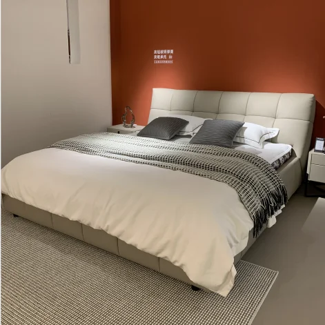 Современный дизайн натуральная кожа двуспальная кровать Современная Главная спальня вилла мебель