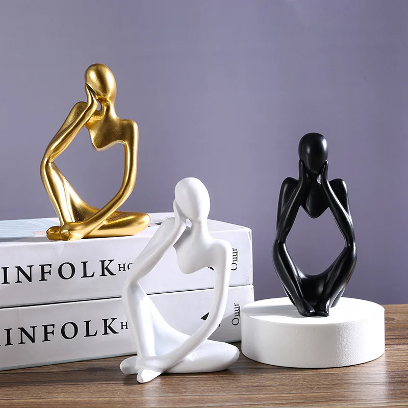 gold decoration home resin abstract sculpture art black white indoor home decor