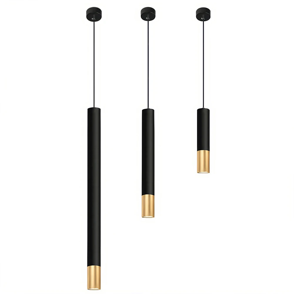 Modern Aluminum Long Tube Light Pendant Hanging Lamp Cylinder Chandelier Kitchen island Lighting Bar Led Pendant Light