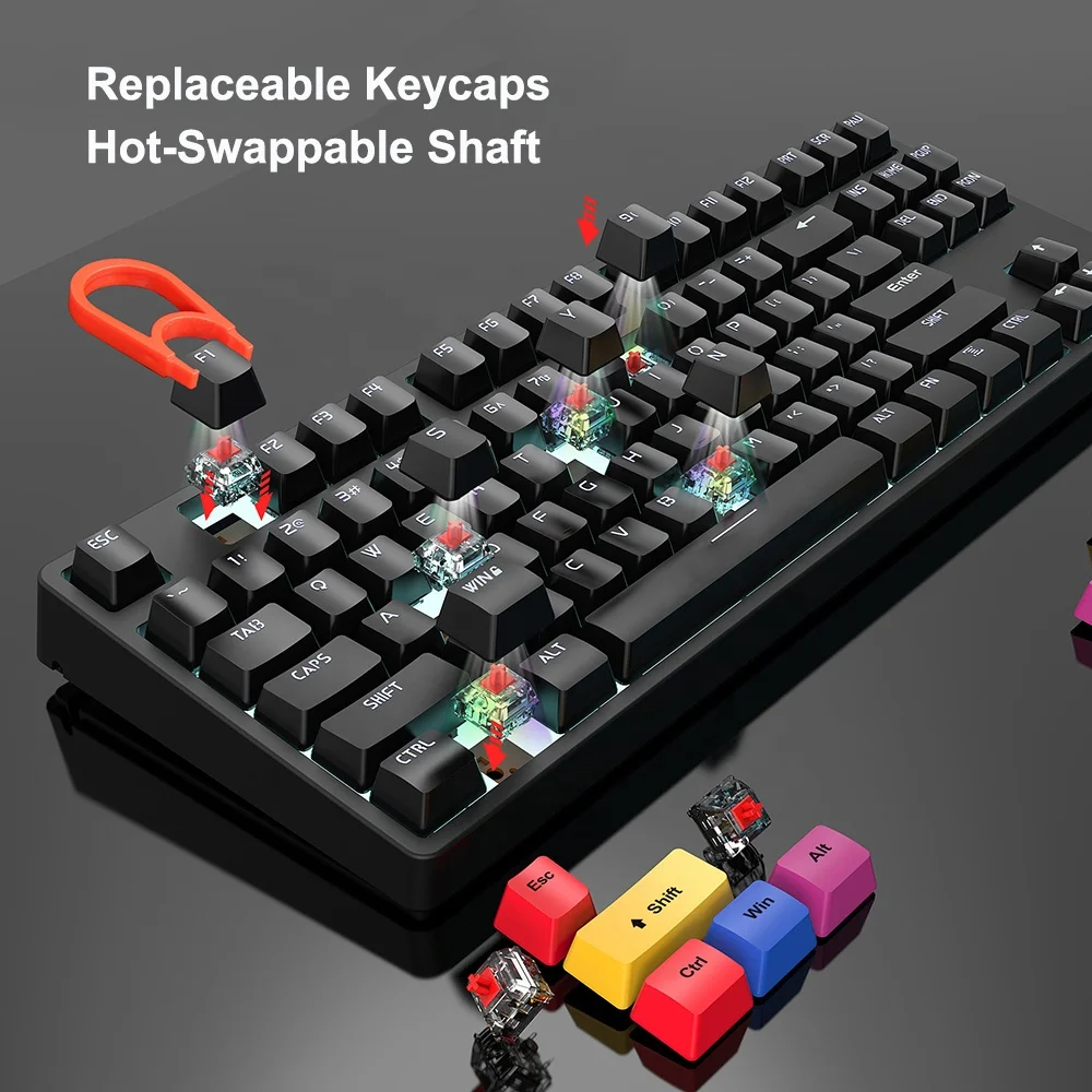 Wireless Mechanical Keyboard RGB Backlit Hot Swappable Switches PBT Keycaps BT/2.4G/Wired Rechargeable Gaming Keyboard for PC